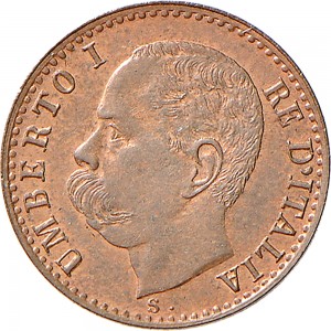 1307D 1 centesimo 1895 Valore entro semicorona di alloro e quercia Roma Rame