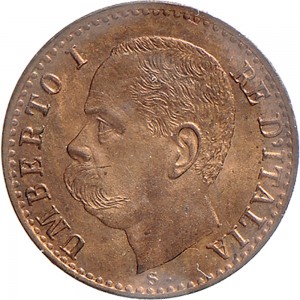 1308D 1 centesimo 1895 Valore entro semicorona di alloro e quercia Roma Rame