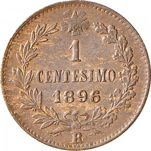 1309R 1 centesimo 1896 Valore entro semicorona di alloro e quercia Roma Rame