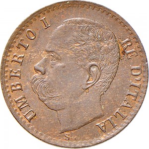 1309D 1 centesimo 1896 Valore entro semicorona di alloro e quercia Roma Rame