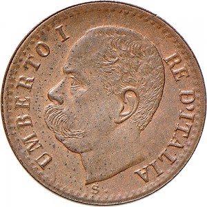 1312D 1 centesimo 1900 Valore entro semicorona di alloro e quercia Roma Rame