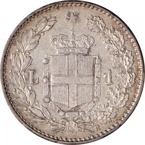 1286-001R 1 lira 1892 Scudo sannitico Roma Argento