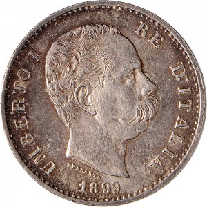 1287-001D 1 lira 1899 Scudo sannitico Roma Argento