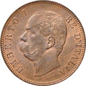 1294D 10 Centesimi 1893 Valore entro semicorona di alloro e quercia 1° tipo Birmingham Rame