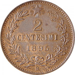 1300R 2 centesimi 1900 Valore entro semicorona di alloro e quercia Roma Rame