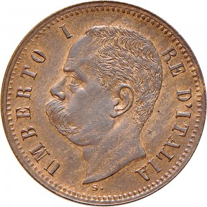 1300D 2 centesimi 1900 Valore entro semicorona di alloro e quercia Roma Rame