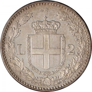 1272R 2 lire 1881 Scudo sannitico 1° tipo Roma Argento