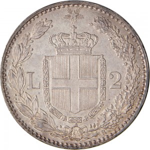 1273R 2 lire 1882 Scudo sannitico 1° tipo Roma Argento