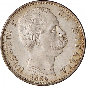 1275D 2 lire 1884 Scudo sannitico 1° tipo Roma Argento