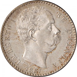 1278D 2 lire 1887 Scudo sannitico 2° tipo Roma Argento