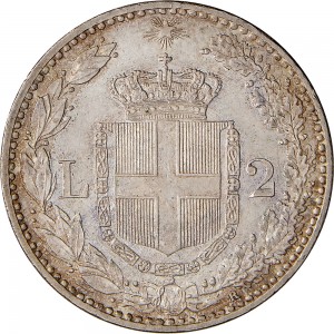 1281R 2 lire 1899 Scudo sannitico 2° tipo Roma Argento