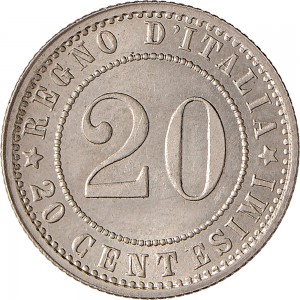 1293D 20 centesimi 1895 Corona Roma Cupronichel