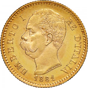 1254D 20 lire 1881 Scudo sannitico Roma Oro