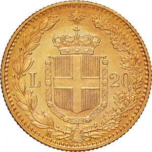 1254-001R 20 lire 1881 Scudo sannitico Roma Oro