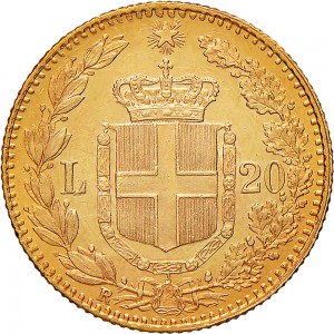 1255-001R 20 lire 1882 Scudo sannitico Roma Oro