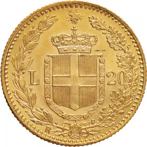 1257R 20 lire 1882 Scudo sannitico Roma Oro