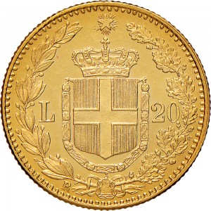 1263R 20 lire 1886 Scudo sannitico Roma Oro