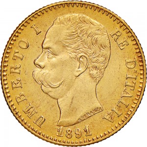 1267-002D 20 lire 1891 Scudo sannitico Roma Oro
