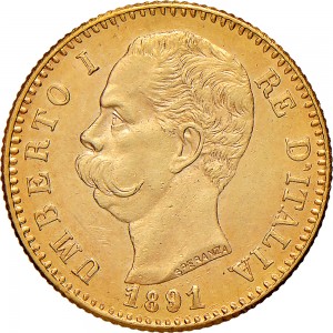 1267-004RD 20 lire 1891 Scudo sannitico Roma Oro