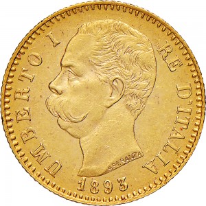 1268D 20 lire 1893 Scudo sannitico Roma Oro