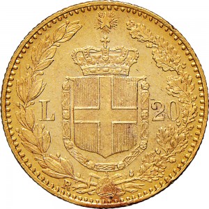 1268-001R 20 lire 1893 Scudo sannitico Roma Oro