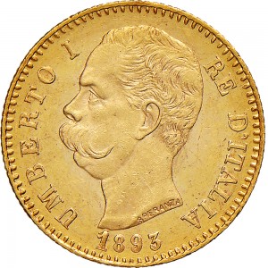 1268-001D 20 lire 1893 Scudo sannitico Roma Oro