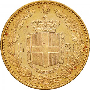 1268-003R 20 lire 1893 Scudo sannitico Roma Oro