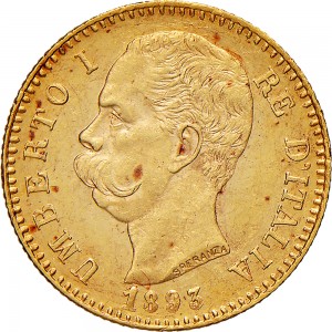 1268-003D 20 lire 1893 Scudo sannitico Roma Oro