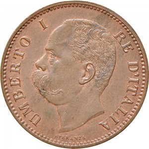 1298D 5 centesimi 1895 Valore entro semicorona di alloro e quercia Roma Rame