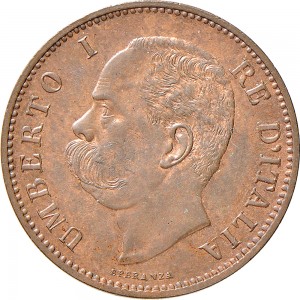 1299D 5 centesimi 1896 Valore entro semicorona di alloro e quercia Roma Rame