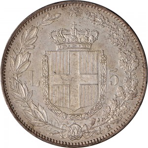 1270R 5 lire 1878 Scudo sannitico 1° tipo Roma Argento