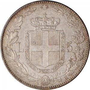 1271R 5 lire 1879 Scudo sannitico 2° tipo Roma Argento