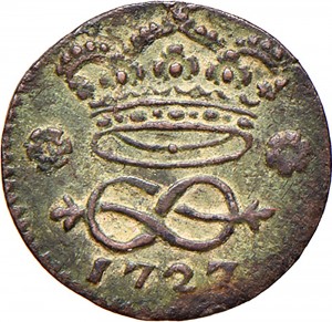 9R 2 denari da 1/6 di soldo 1727 Nodo d