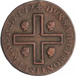 26R 3 cagliaresi da mezzo soldo 1724 Croce piana Torino Rame