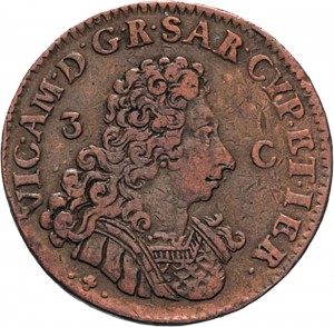 26D 3 cagliaresi da mezzo soldo 1724 Croce piana Torino Rame