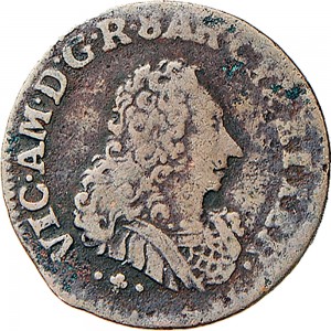 28D Cagliarese da 2 denari 1724 Croce piana Torino Rame