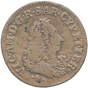 28D Cagliarese da 2 denari 1724 Croce piana Torino Rame