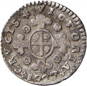 23R Mezzo reale da 2,6 soldi 1727 Croce di San Maurizio Torino Argento