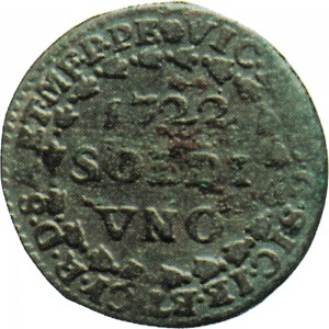 2D Soldo da 12 denari 1722 Croce piana 1° tipo Torino Mistura di argento