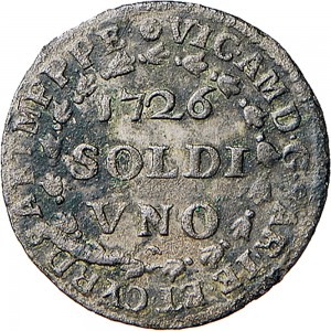 4D Soldo da 12 denari 1726 Croce piana Torino Mistura di argento