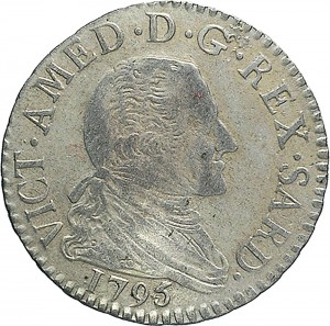 572D 10 soldi 1795 Scudo a cartoccio Torino Mistura di argento