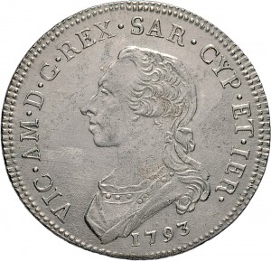 543D Mezzo scudo da 3 lire 1793 Scudo rotondo Torino Argento