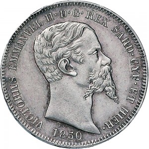 1071D Lira 1850 Scudo sannitico Genova Argento