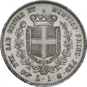 1072R Lira 1850 Scudo sannitico Torino Argento