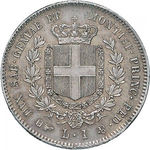1073R Lira 1853 Scudo sannitico Torino Argento