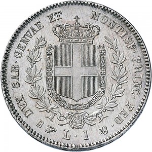 1076R Lira 1857 Scudo sannitico Torino Argento