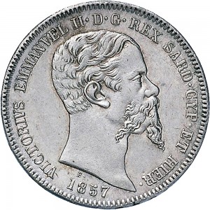 1076D Lira 1857 Scudo sannitico Torino Argento