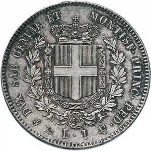 1077R Lira 1859 Scudo sannitico Genova Argento