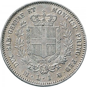 1081R Lira 1860 Scudo sannitico Milano Argento