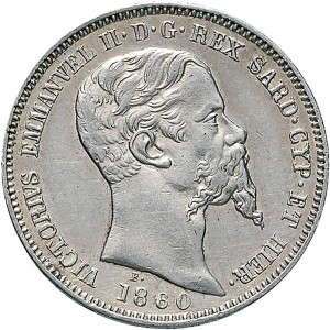 1081D Lira 1860 Scudo sannitico Milano Argento